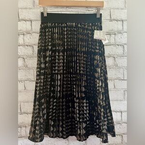 NEW!!! accordion-pleated MIDI skirt Black and Bonze Lularoe Jill Elegant Size XS